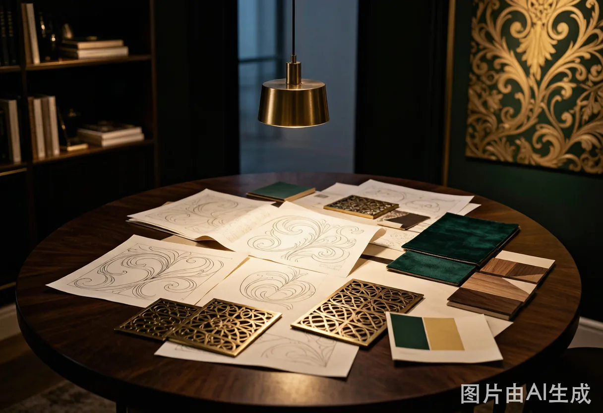 hi9 surface design studio workspace with pattern studies and material samples