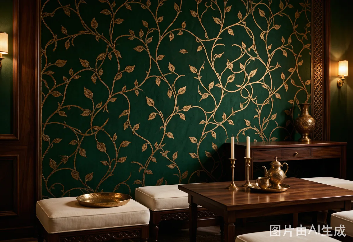 Wallcovering in a Middle Eastern interior